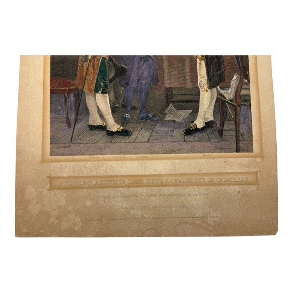 Interview Between Lord Howe & Congress Committee Hand-Colored Engraving c.1860s - Picture 3 of 4